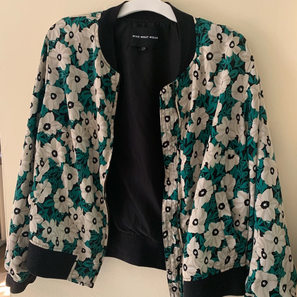 Plus floral bomber jacket